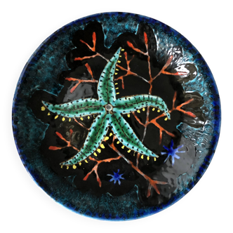Round earthenware plate by Emile Rocher
