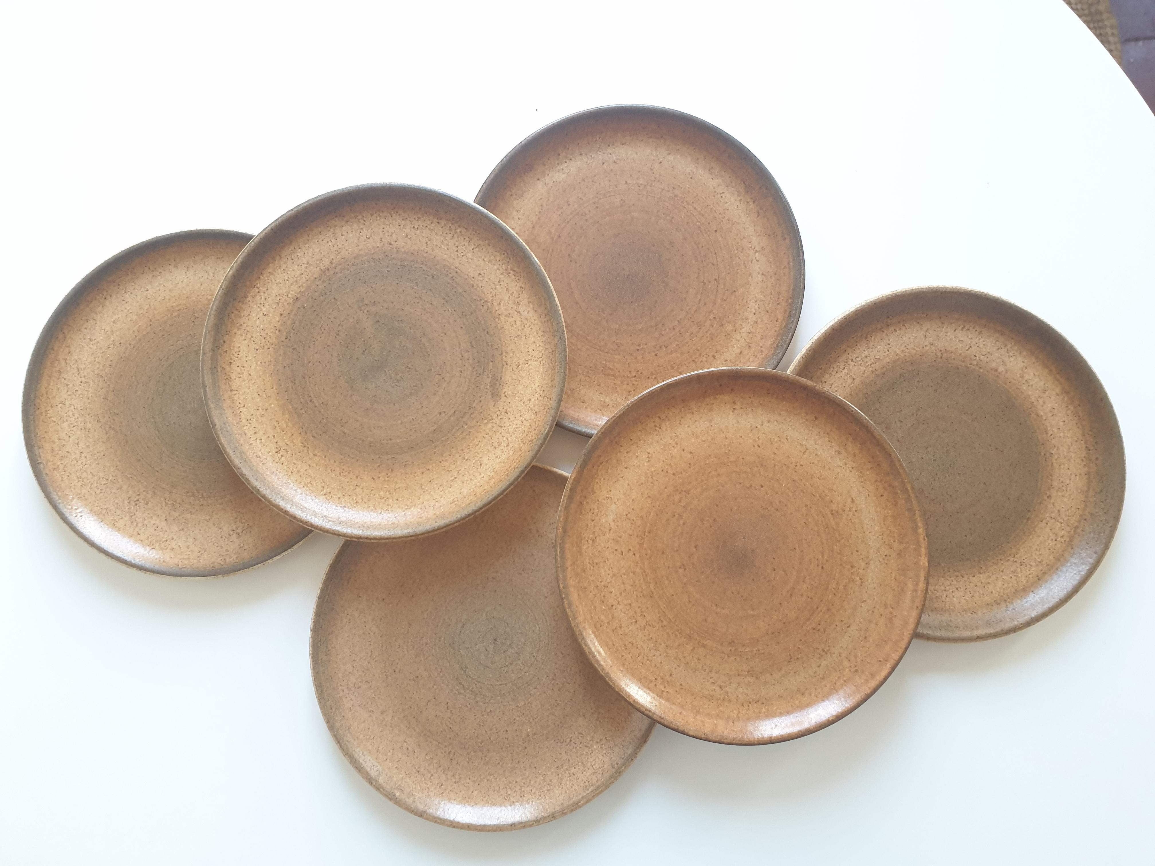 Set of 6 vintage sandstone plates