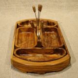 Servant display aperitif tray in olive wood with 6 picks