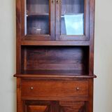 Vintage Louis Philippe style ceremonial bookcase in walnut