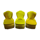 Set of 3 old gold yellow velvet heaters