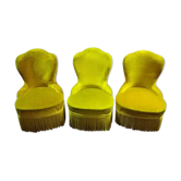 Set of 3 old gold yellow velvet heaters