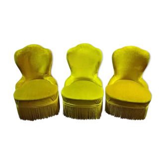 Set of 3 old gold yellow velvet heaters