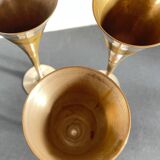 6 Vintage Silver-Plated Brass Champagne Flutes