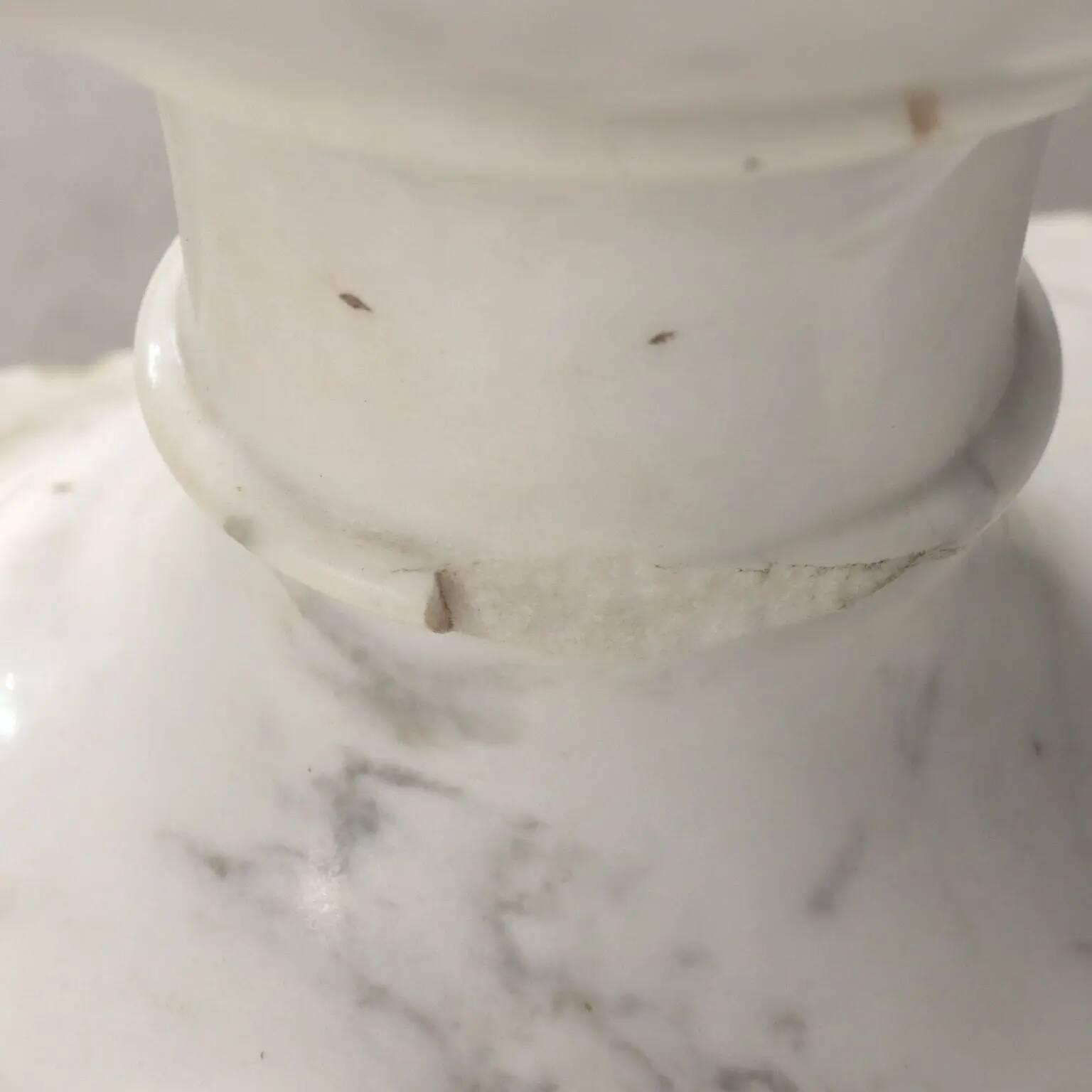 Vase Médicis ancien en marbre de Carrare blanc, Italie, début XXe siècle