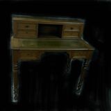Directory style desk in green leather