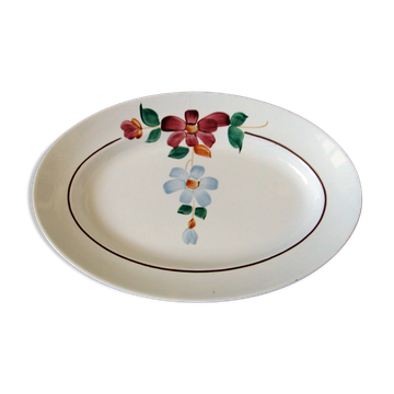 Plat oval ancien  en faience St Amand n° 7011  motif fleurs