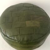 Vintage leather pouf patchwork 70s