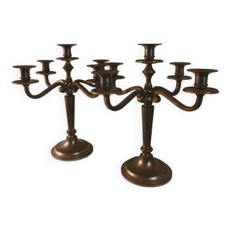 Pair of pewter candlesticks