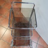 Serving base chrome smoked glass 3 trays of the 60s / 70s