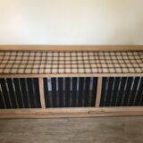 Vintage brutalist sofa in solid oak circa 1980