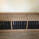 Vintage brutalist sofa in solid oak circa 1980