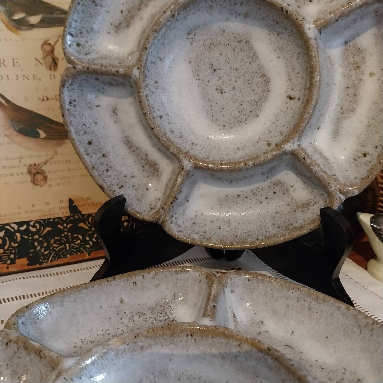Vintage glazed stoneware appetizer dishes