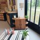 Small buffet or console in natural and black wood