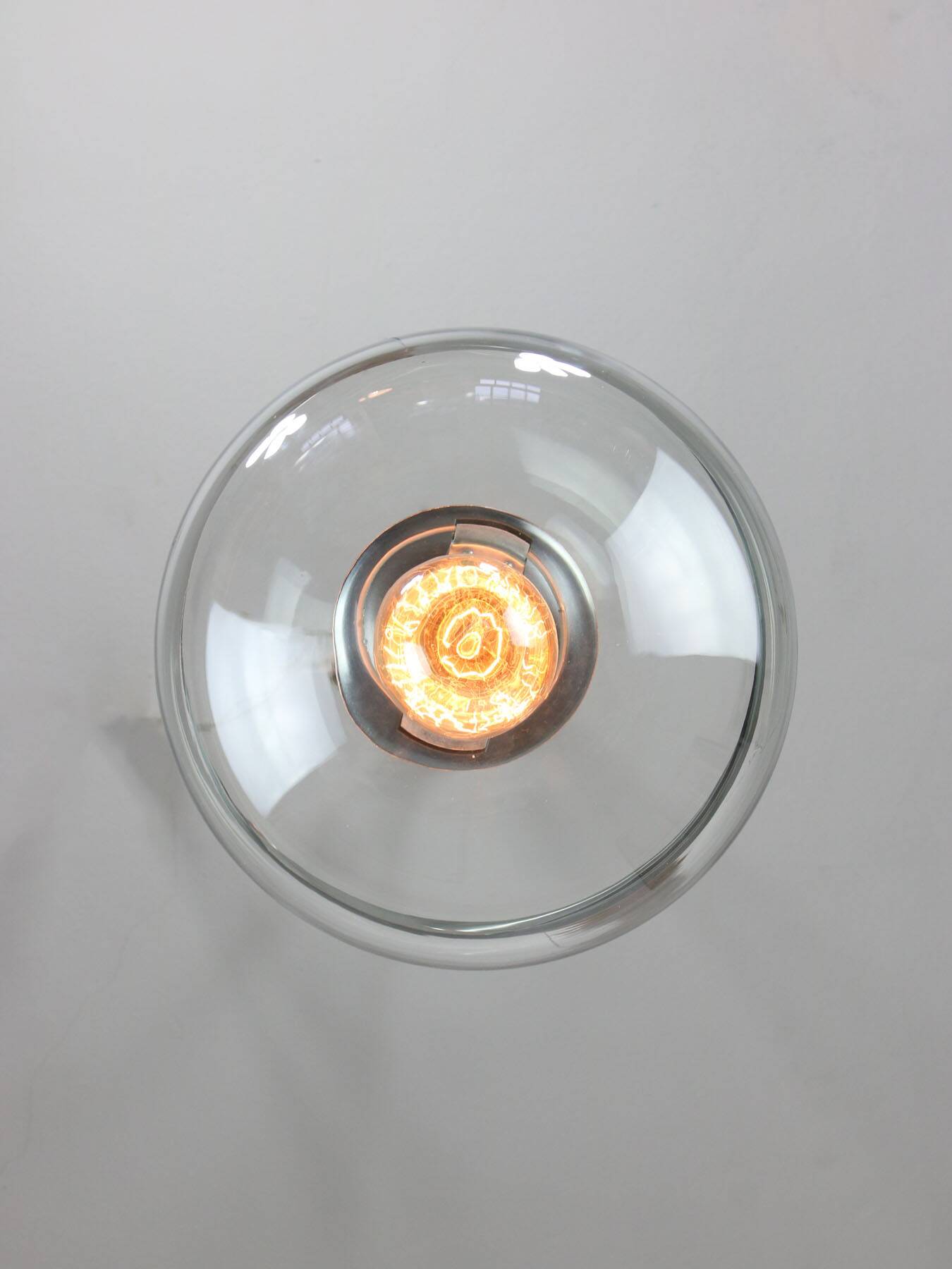 Suspension sphère vintage en verre et chrome, italie, 90s