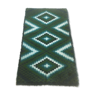 Scandinavian patterned carpeting Rya of EGE Taepper lozenges in the 60s Denmark 165 x 95 cm