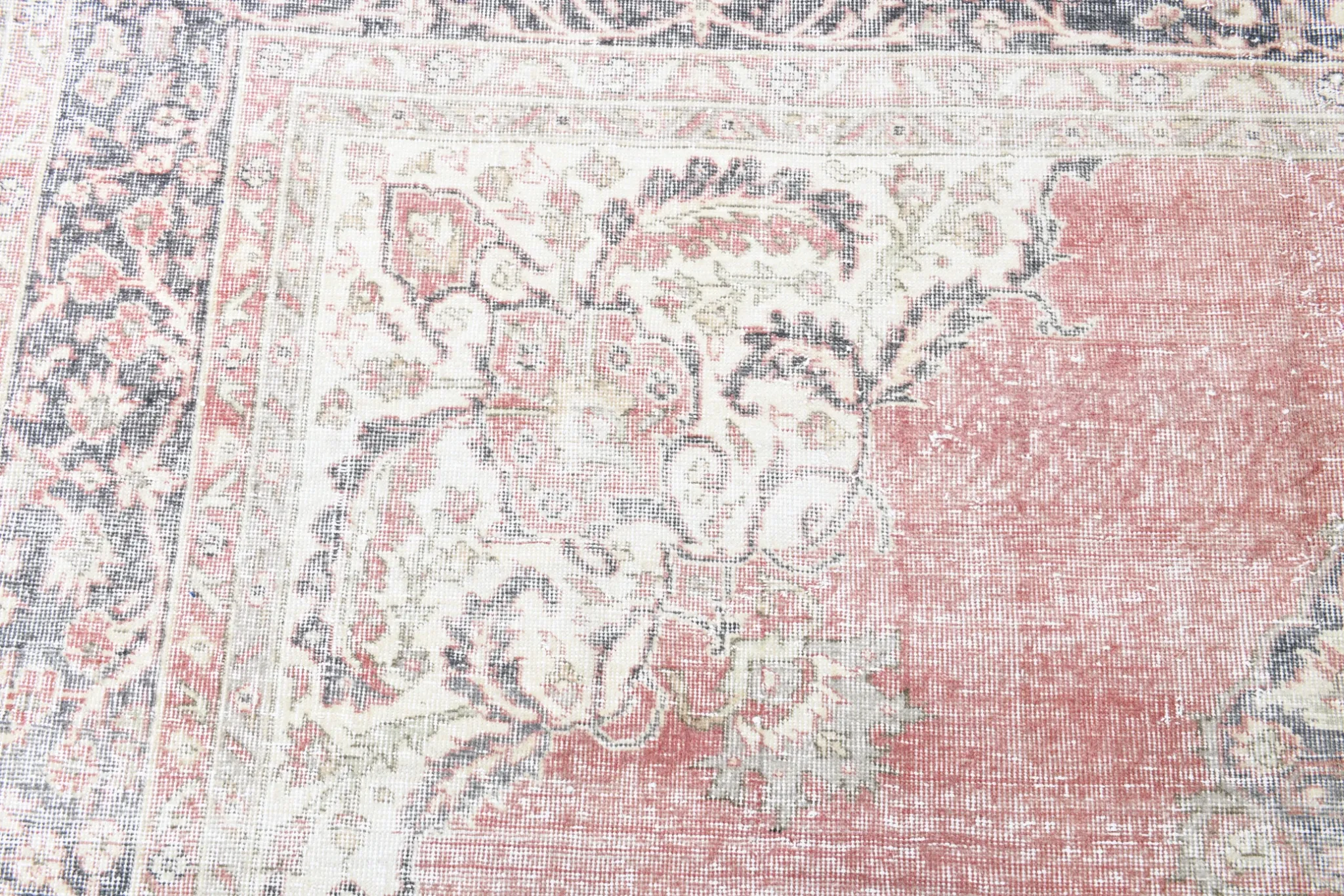 8x12 Large Vintage Pale Red & Blue Persian Rug, Oriental Rustic Carpet