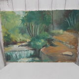 Painting landscape oil on canvas river 55 X 38cm