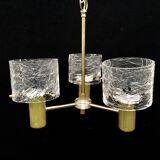 3-light tulip chandelier in gold plexiglass and plastic