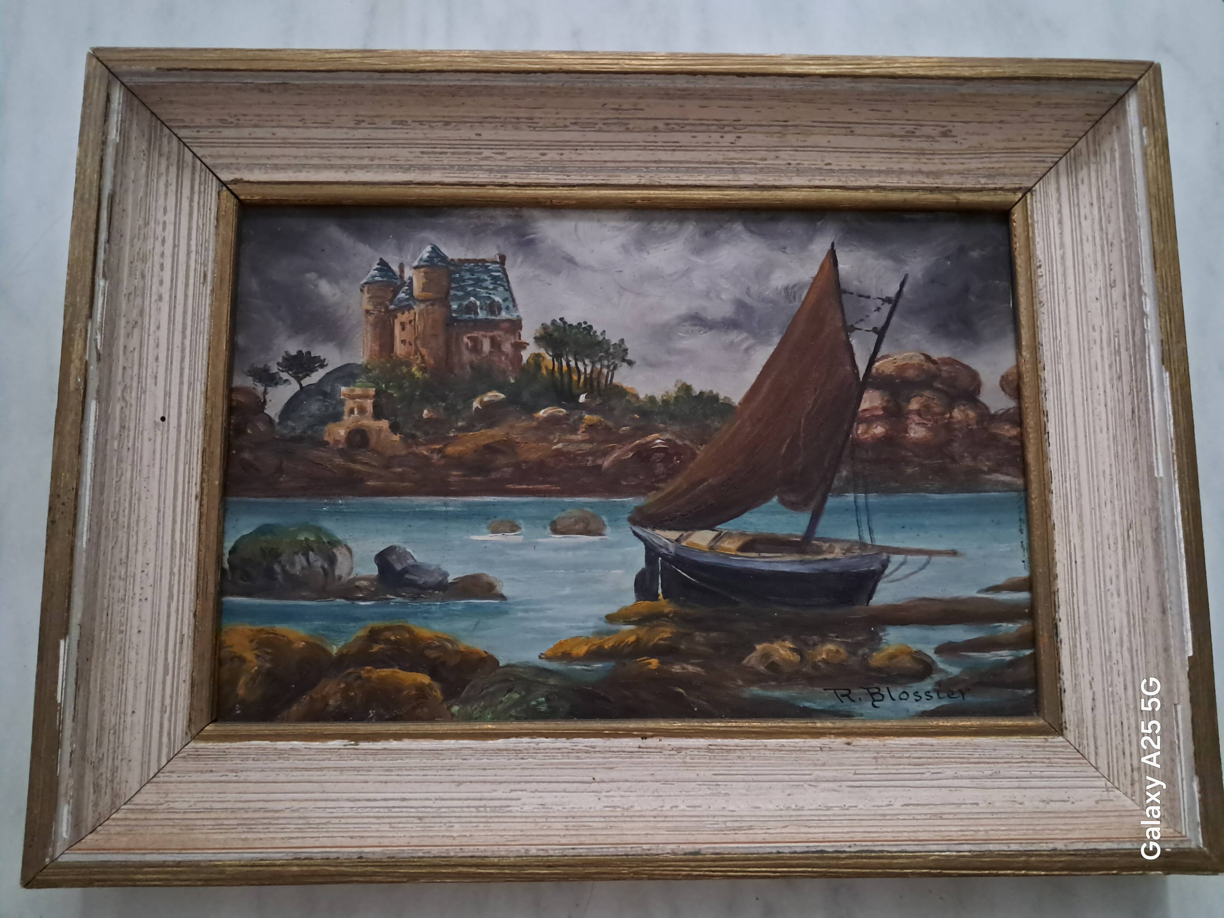 Oil painting by Raymond Blossier, landscape of Brittany.