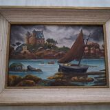 Oil painting by Raymond Blossier, landscape of Brittany.