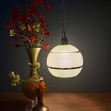 Vintage globe pendant light in green and gold granite glass