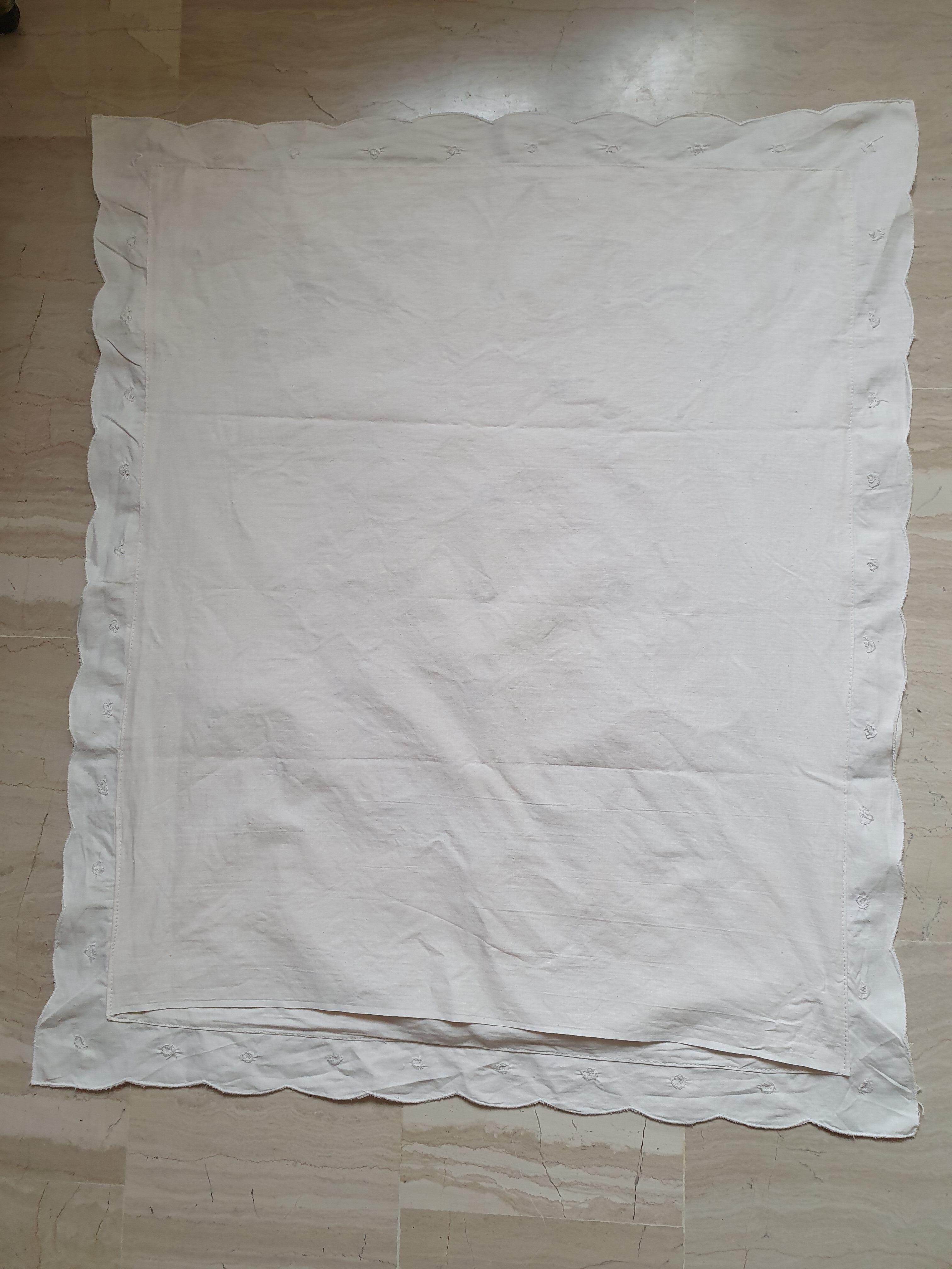 Flower embroidery cream cushion cover