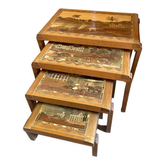 Nesting tables wood marquetry