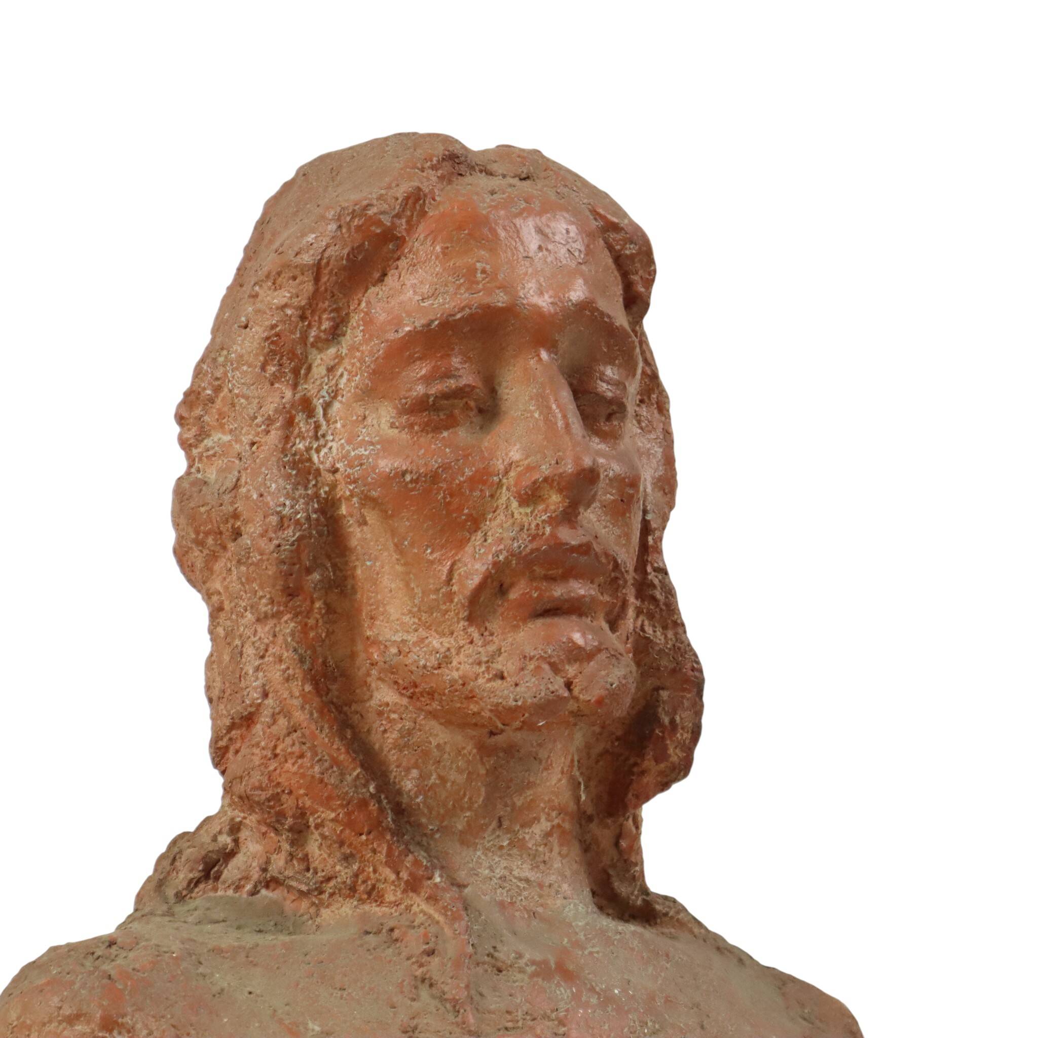 Old Abstract Terracotta Bust of Christ Life Size