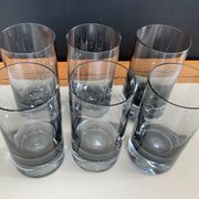 Set of 6 vintage smoked glasses with bubble feet from the 1970s.