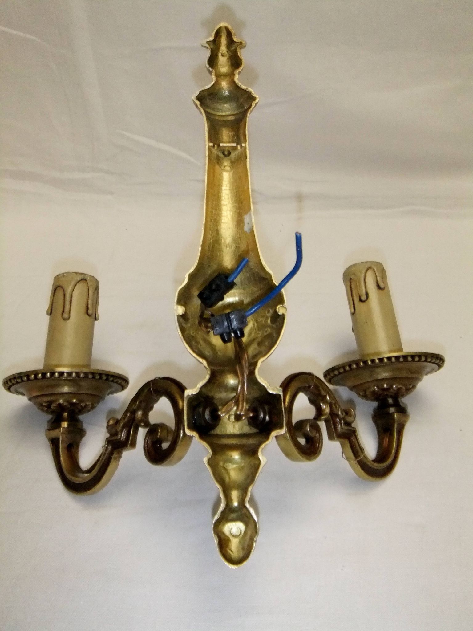 Old bronze double candle holder wall light