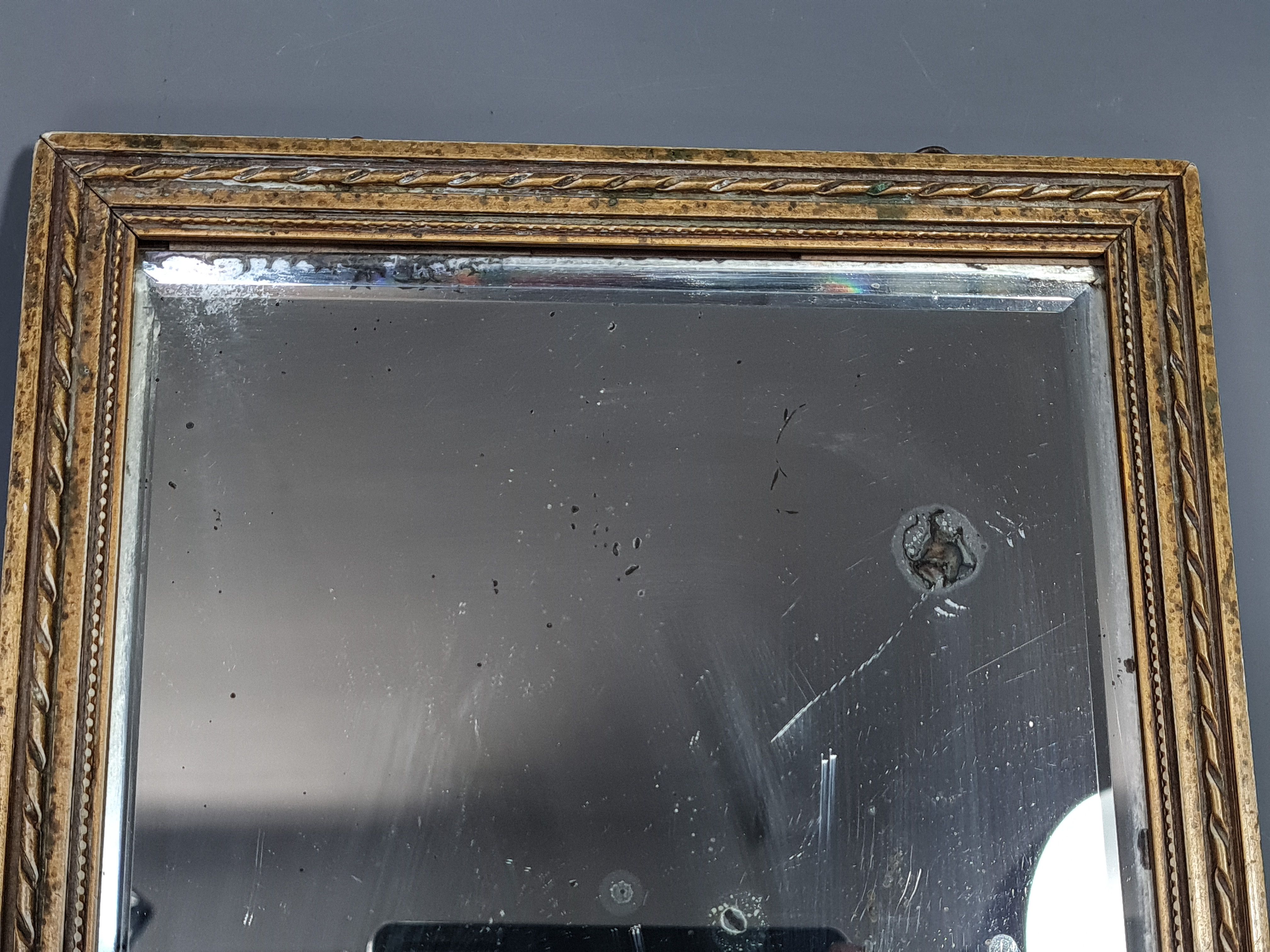 Old mirror style Louis XVI stucco wood, beveled ice 27x21 cm Good condition SB