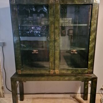 Cabinet in bamboo marquetry and brass by Dal Vera circa 1970