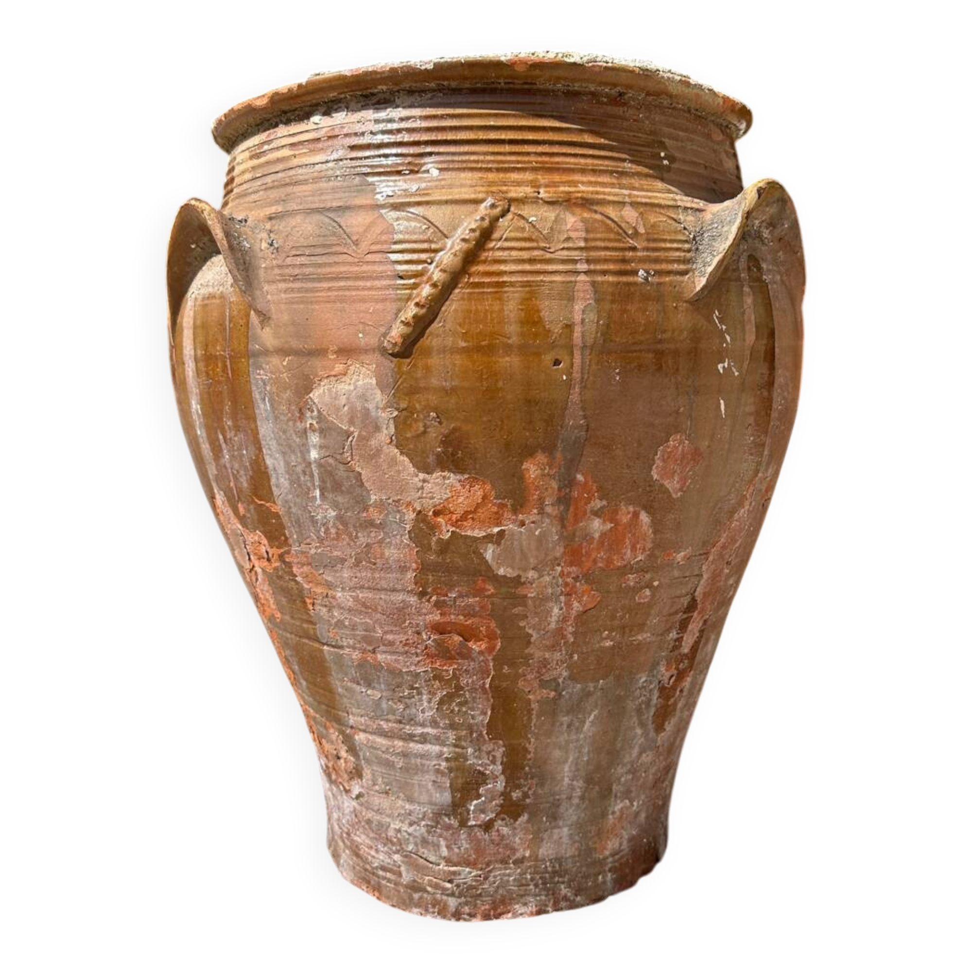 Ancient terracotta pottery jar