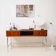 Mahogany and chrome metal desk, Italian manufacture, Italy, 1960s