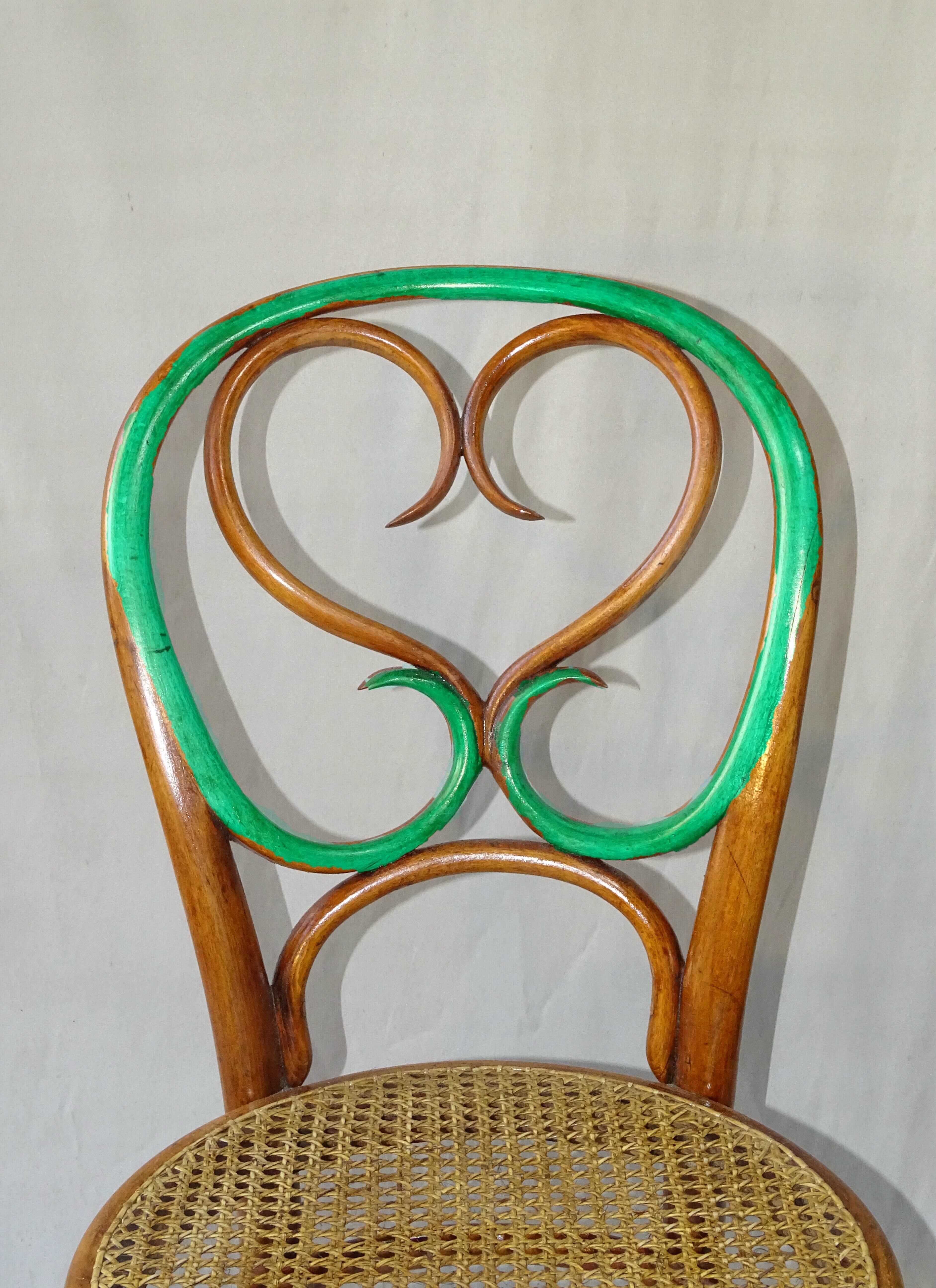 Fischel bistro chair Art Nouveau 1880 canne, wood-curved