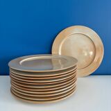 lot de 6 assiettes plates vintage en gres de montgolfier - service de table en gres vintage - gres émaillée made in france
