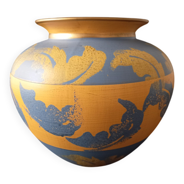 Vase signé DD▲ Feuillages Provence Jaune et Bleu