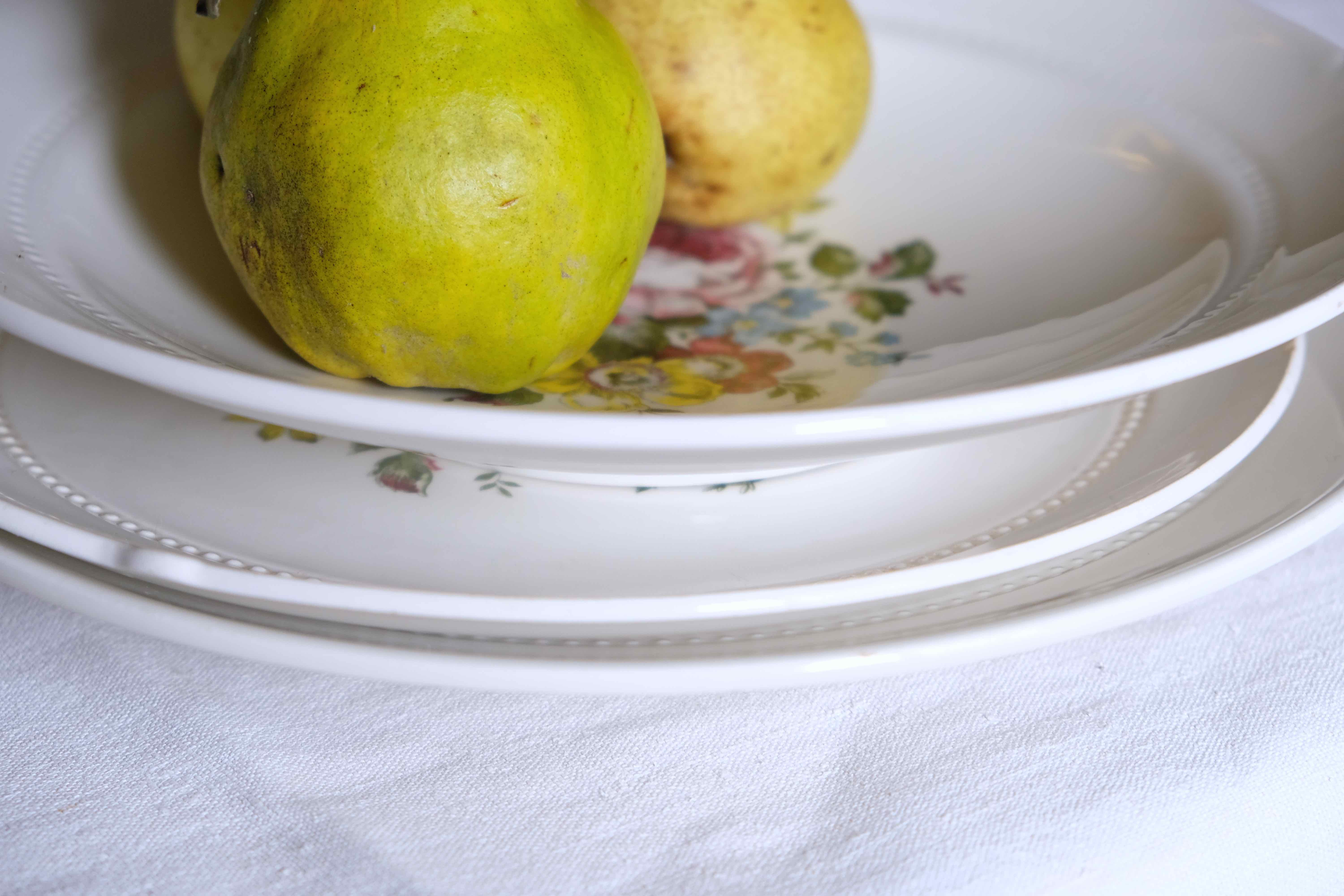 Flat faience of Lunéville China Keller & Guerin 1889 "Chaillot of Vercor" decoration in engraving enhanced drawing flowers