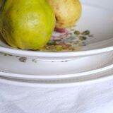 Flat faience of Lunéville China Keller & Guerin 1889 "Chaillot of Vercor" decoration in engraving enhanced drawing flowers