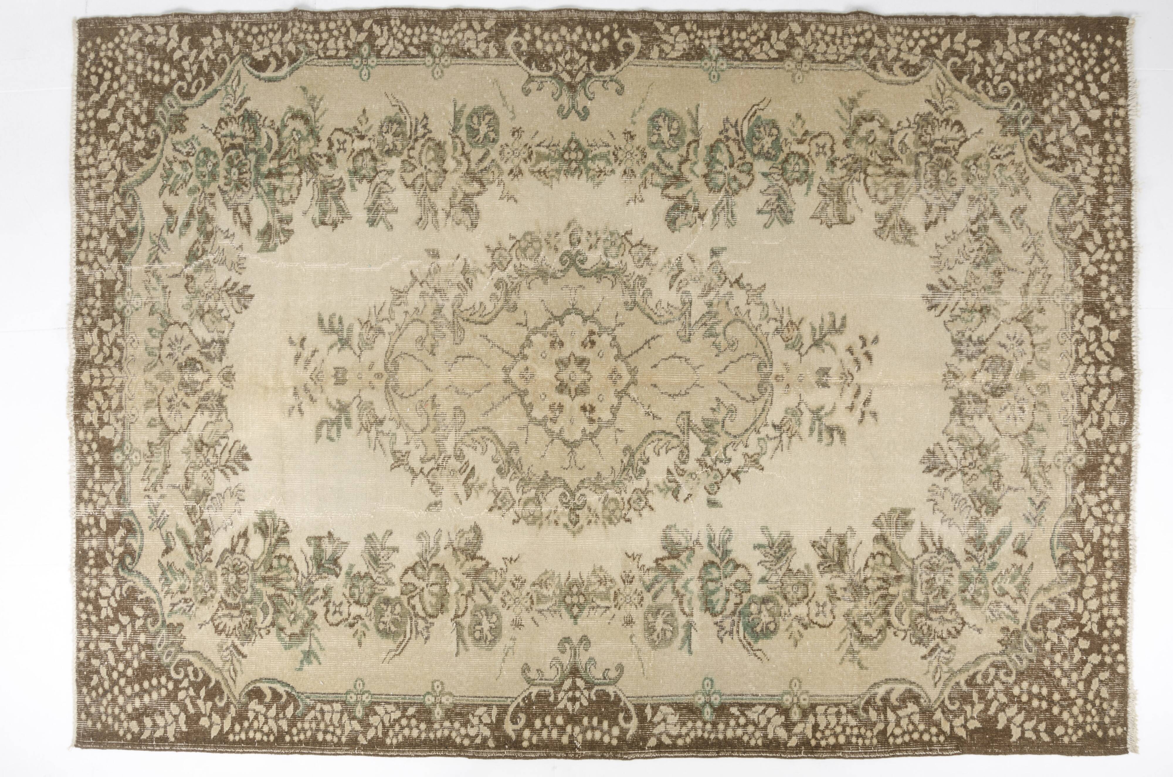 Turkish Vintage Beige Area Rug