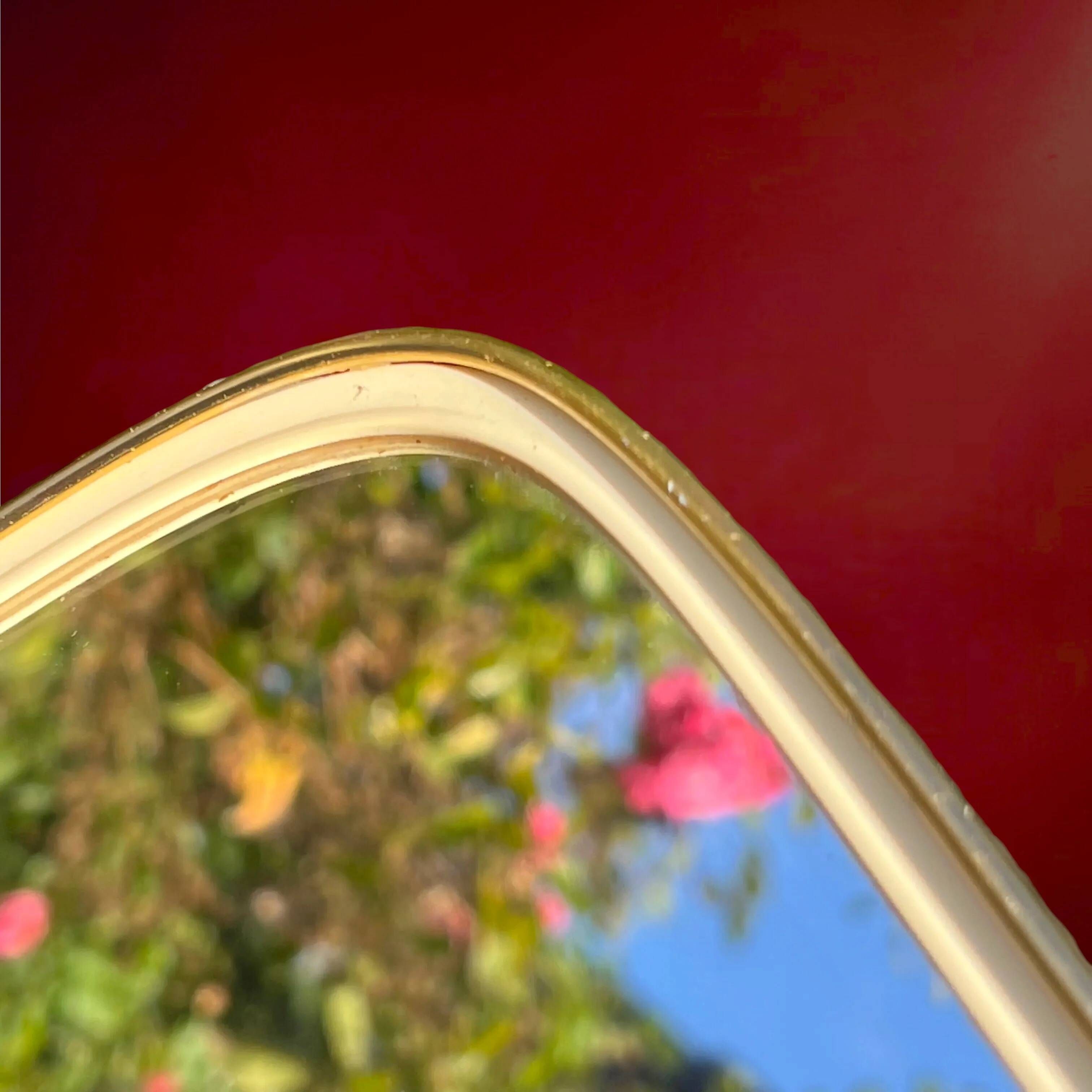 Trapezoidal wall mirror in gold metal – 1950s-60s modernist design