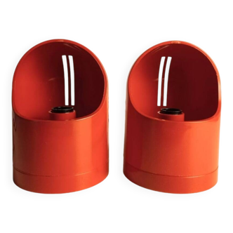 Pair of table lamp Gedy plastic Makio Hasuike