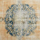 Vintage Mustard & Blue Oriental Pattern Rug, 157x254Cm