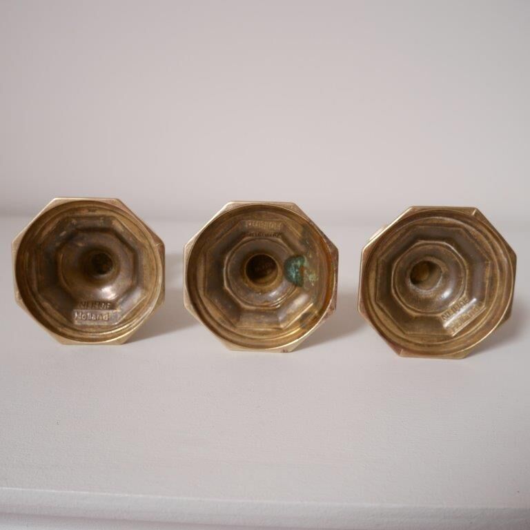 Lot de 3 bougeoirs en laiton Nijhof