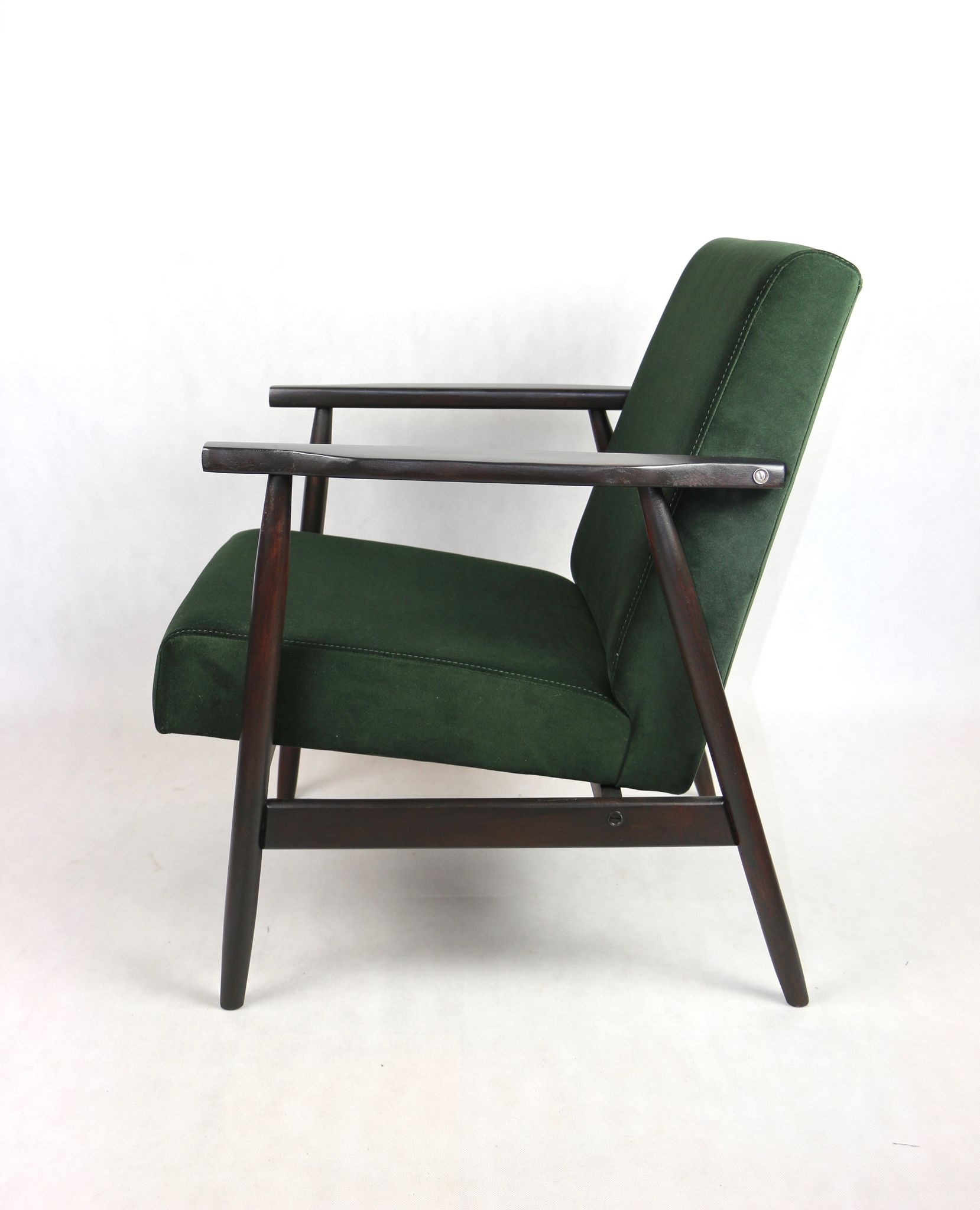 Vintage green olive easy chair, 1970s - dark wood