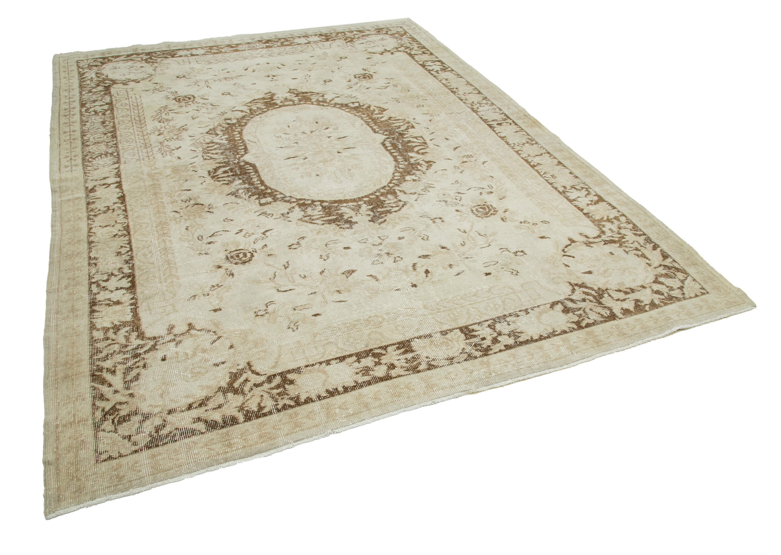 Handwoven Vintage Anatolian Beige Rug 214 cm x 286 cm - 25297
