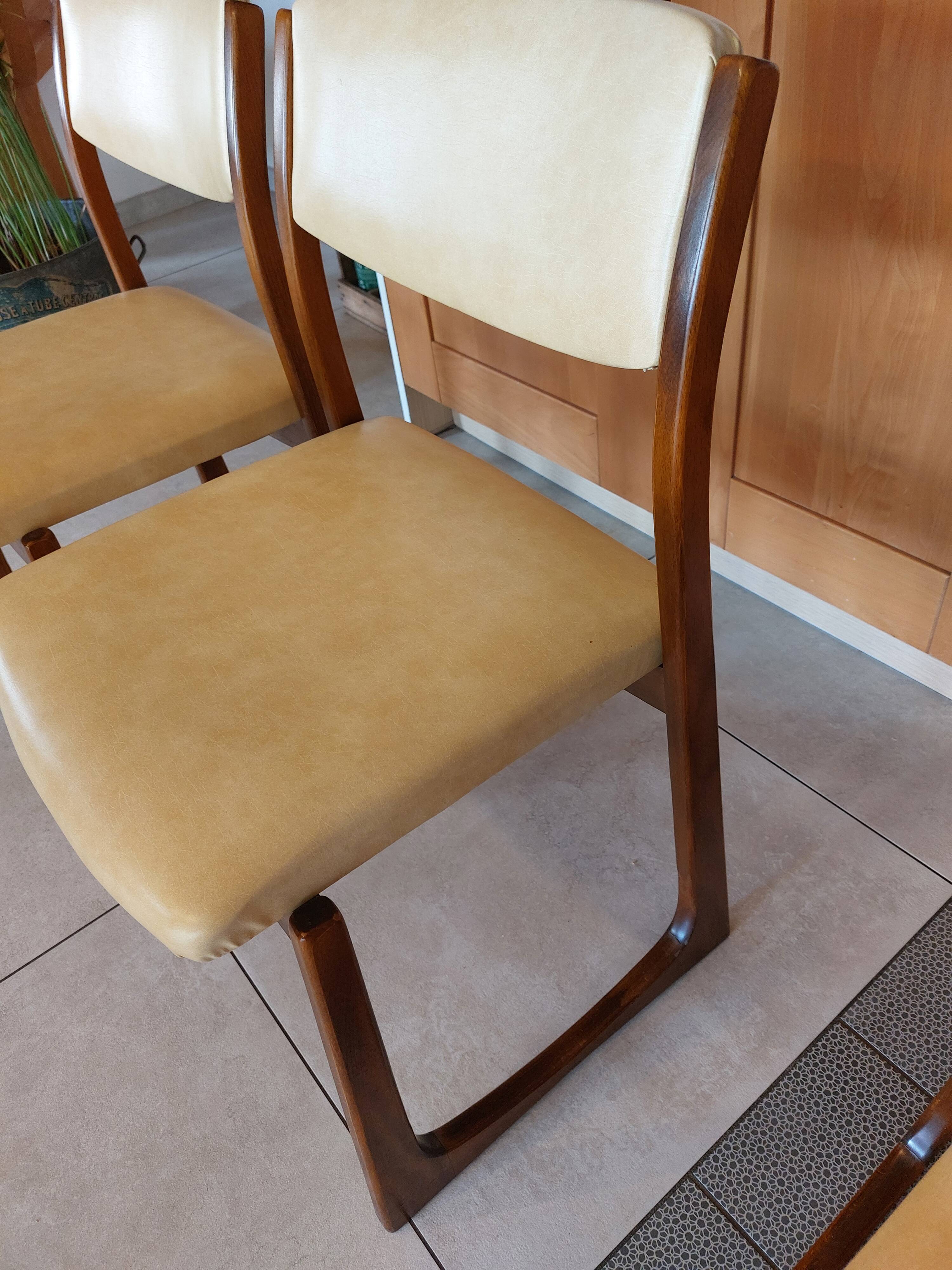 4 sled chairs, vintage