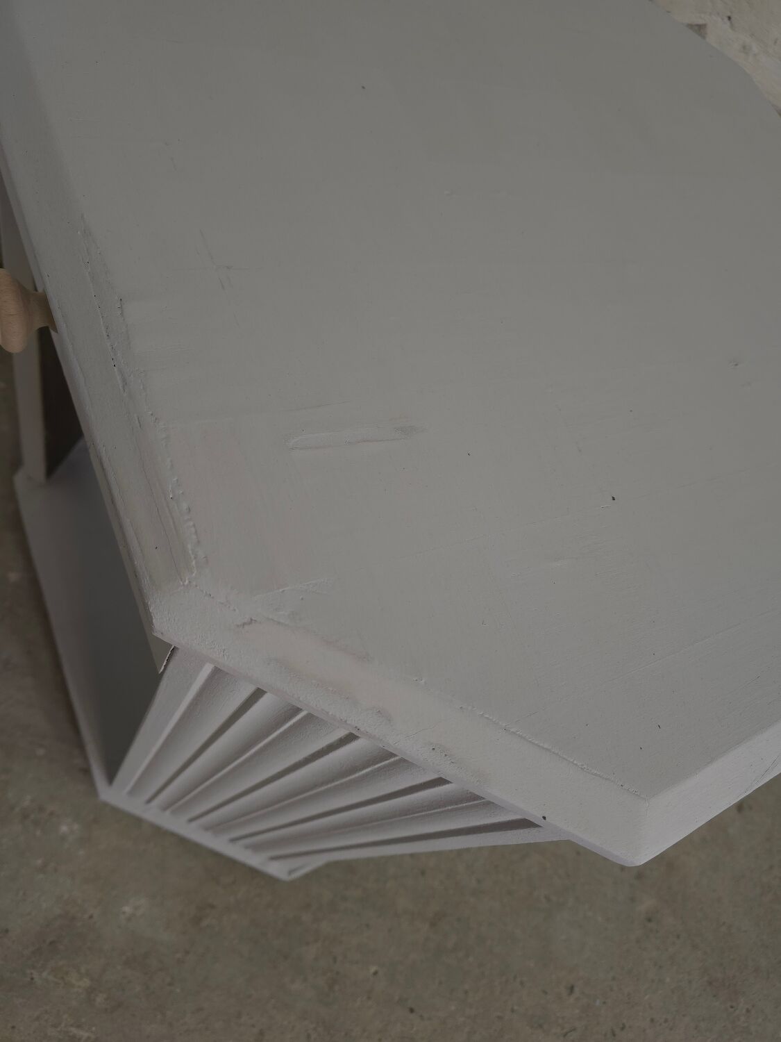 Art Deco side table repainted in "stormy" grey white