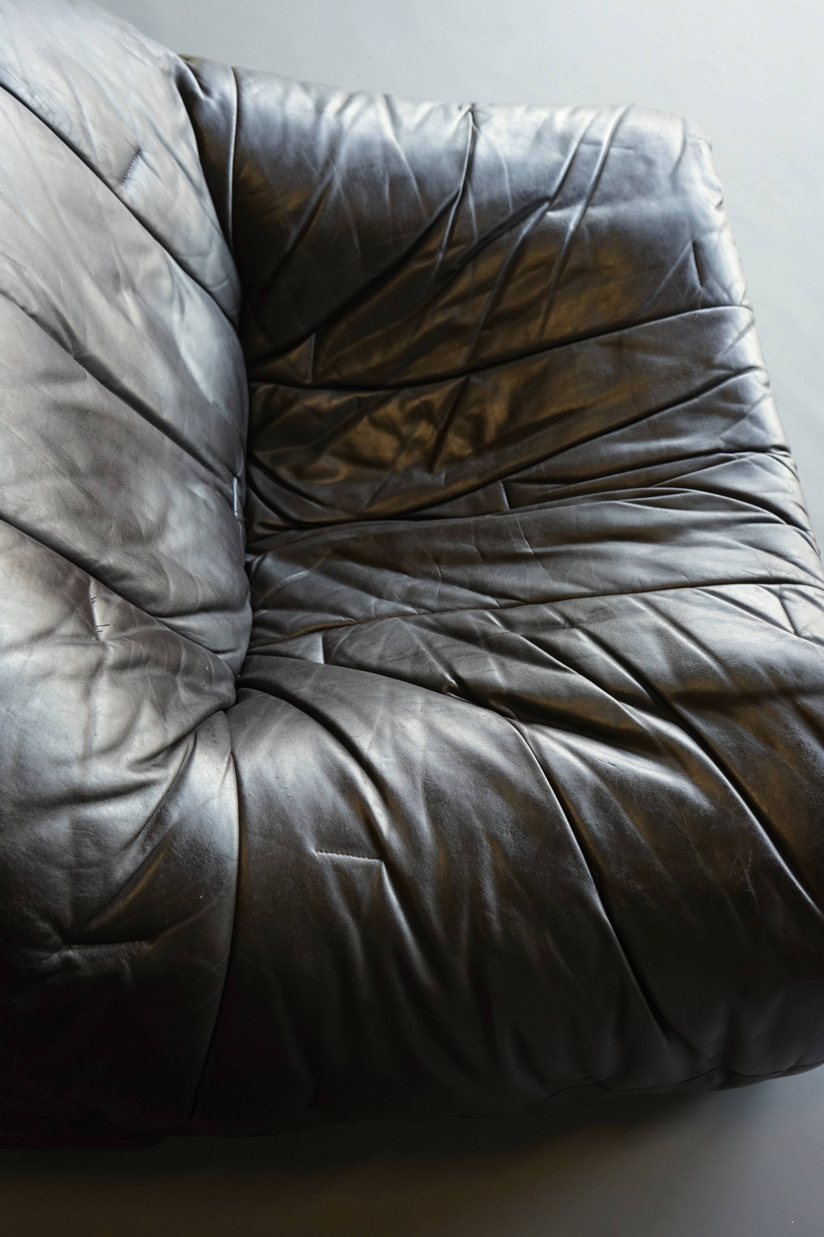 Amak Lounge Chair in brown leather by Annie Hieronimus for Cinna, 1980s